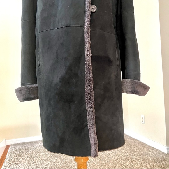 BISANG Genuine lamskin Shearling hoodie trend Coat luxurious mobwife pockets L - Picture 3 of 16